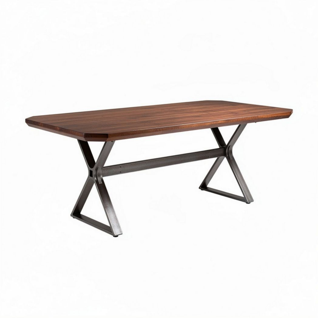 Wooden dining table with stainless steel legs in rectangular shape 200 x 100 x 75cm