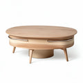 Wooden coffee table with storage drawer and rounded design 100 x 60 x 40cm