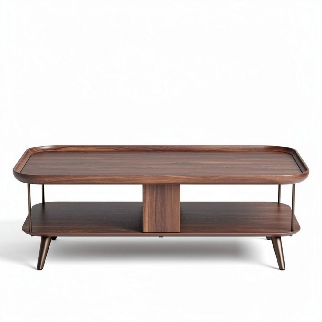 Walnut coffee table with tray top and open storage beneath 120 x 60 x 45cm