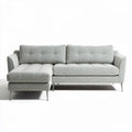 Gray fabric sectional sofa with tufted design and metal legs 230 x 150 x 85cm
