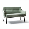 Two-seater loveseat in light green fabric with metal legs 120 x 75 x 80cm