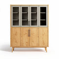 Modern wooden cabinet with glass doors and adjustable shelves 100 x 40 x 150cm