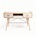 Wooden writing desk with two drawers and chrome legs 120 x 60 x 75cm