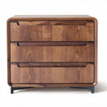 Walnut wood nightstand with three drawers and modern design 55 x 40 x 45cm