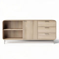 Wooden media console with sliding door and three drawers 120 x 40 x 60cm