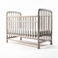 Wooden crib for infants with adjustable mattress height and safety slats