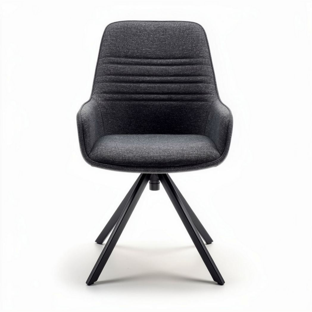 Fabric accent chair with swivel base in dark gray 45 x 50 x 85cm