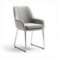 Fabric dining chair with chrome legs in light gray color 45 x 55 x 85cm