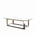 Glass coffee table with metal frame in contemporary design 150 x 75 x 40cm