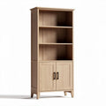 Wooden bookshelf with four shelves and two cabinet doors 80 x 30 x 180cm