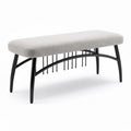 Fabric upholstered bench with black metal legs for entryway 100 x 40 x 45cm